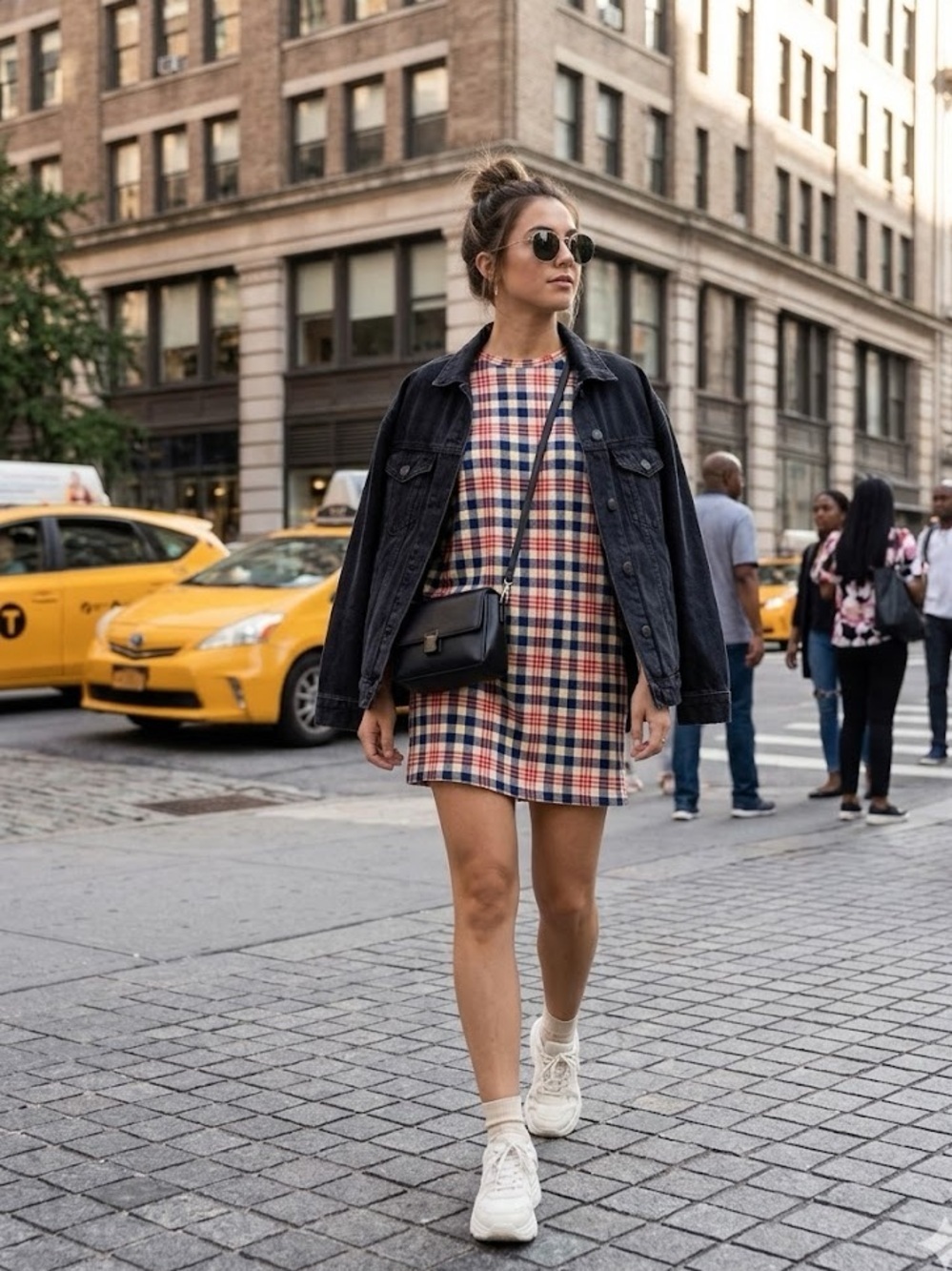 Zara Cotton Plaid T-shirt Dress Size M